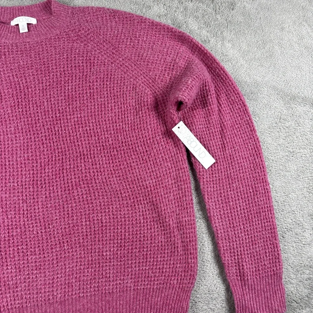 Abound‎ Women's Thermal Knit Pullover Sweater Pink Cyclamen Size XS New